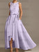 Asymmetrical Princess A-Line Sleeveless Mother Of The Bride Dress With Jewel Neck And Pleats