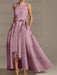 Asymmetrical Princess A-Line Sleeveless Mother Of The Bride Dress With Jewel Neck And Pleats