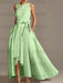 Asymmetrical Princess A-Line Sleeveless Mother Of The Bride Dress With Jewel Neck And Pleats
