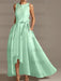 Asymmetrical Princess A-Line Sleeveless Mother Of The Bride Dress With Jewel Neck And Pleats