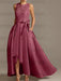 Asymmetrical Princess A-Line Sleeveless Mother Of The Bride Dress With Jewel Neck And Pleats