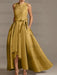 Asymmetrical Princess A-Line Sleeveless Mother Of The Bride Dress With Jewel Neck And Pleats