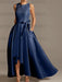 Asymmetrical Princess A-Line Sleeveless Mother Of The Bride Dress With Jewel Neck And Pleats