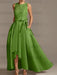 Asymmetrical Princess A-Line Sleeveless Mother Of The Bride Dress With Jewel Neck And Pleats