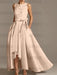 Asymmetrical Princess A-Line Sleeveless Mother Of The Bride Dress With Jewel Neck And Pleats