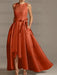 Asymmetrical Princess A-Line Sleeveless Mother Of The Bride Dress With Jewel Neck And Pleats