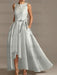 Asymmetrical Princess A-Line Sleeveless Mother Of The Bride Dress With Jewel Neck And Pleats