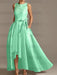 Asymmetrical Princess A-Line Sleeveless Mother Of The Bride Dress With Jewel Neck And Pleats