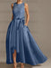 Asymmetrical Princess A-Line Sleeveless Mother Of The Bride Dress With Jewel Neck And Pleats