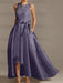 Asymmetrical Princess A-Line Sleeveless Mother Of The Bride Dress With Jewel Neck And Pleats