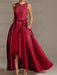 Asymmetrical Princess A-Line Sleeveless Mother Of The Bride Dress With Jewel Neck And Pleats