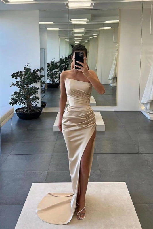 Retro Orange Halter Satin Mermaid Prom Dress with Flirty Split main image 0
