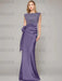Tahiti sleeveless satin mother of the bride gown with ruched bow sash