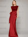 Wine Red sleeveless satin mother of the bride gown with ruched bow sash
