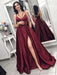 A-Line/Princess Sleeveless Spaghetti Straps Sweep/Brush Train Ruffles Satin Dresses - Prom Dresses