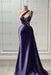 Sleeveless Strapless Purple Long Prom Dress with Pleated Beadings - Prom Dresses