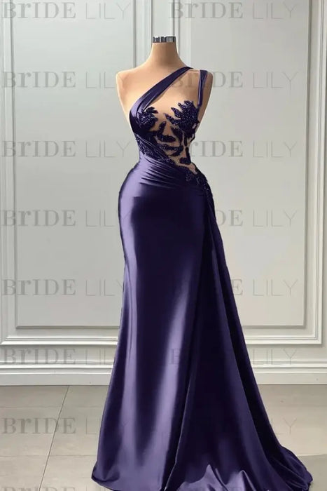 Sleeveless Strapless Regency Long Prom Dress with Pleated Beadings - Prom Dresses