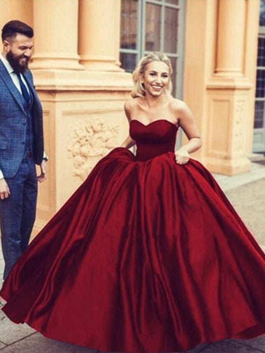 Sleeveless Sweetheart Sweep/Brush Train With Ruffles Satin Dresses - Prom Dresses