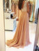 Sleeveless V-Neck Chiffon With Beading Sweep/Brush Train Dresses - Prom Dresses