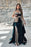 Sleeveless V-Neck Mermaid Evening Dress with Applique Detail and Detachable Skirt