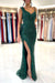 Spaghetti Strap Green Prom Dress with Split Pleated Sequins