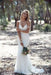 Spaghetti Strap Lace Beach Backless V Neck Sweep Train Long Wedding Dress - Wedding Dresses