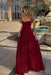 Spaghetti Strap Sleeveless Long Prom Dress With Ruffles Embroidery