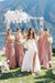 Spaghetti Strap V-Neck Chiffon Bridesmaid Dress with Slit