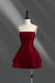 Spaghetti Straps Short Homecoming Dress Aline Prom Dress Knee Length Burgundy