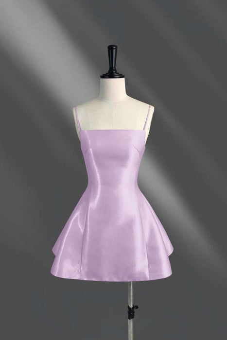 Spaghetti Straps Short Homecoming Dress Aline Prom Dress Knee Length Lilac