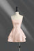Spaghetti Straps Short Homecoming Dress Aline Prom Dress Knee Length Pearl Pink