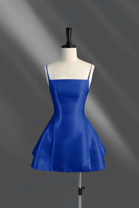 Spaghetti Straps Short Homecoming Dress Aline Prom Dress Knee Length Royal Blue