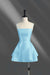 Spaghetti Straps Short Homecoming Dress Aline Prom Dress Knee Length  Sky Blue