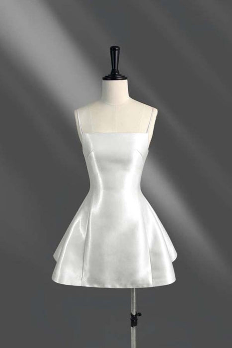 Spaghetti Straps Short Homecoming Dress Aline Prom Dress Knee Length White