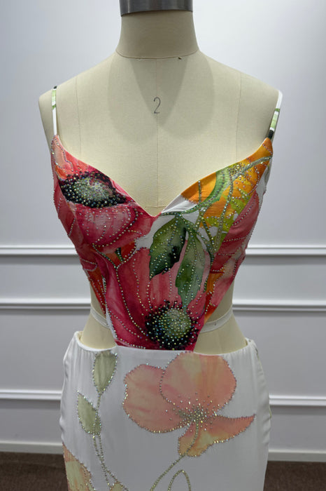 Spaghetti Straps Flowers Mermaid Prom Dress with Beadings - Prom Dresses