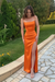 Orange mermaid prom dress