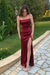 Burgundy mermaid prom dress