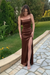 Brown mermaid prom dress