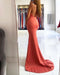 Spaghetti-Straps Mermaid Evening Dress with Slit