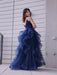 Spaghetti-Straps Prom Dress Split with Ruffles