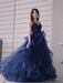 Spaghetti-Straps Prom Dress Split with Ruffles