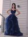 Spaghetti-Straps Prom Dress Split with Ruffles