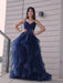 Spaghetti-Straps Prom Dress with Split and Ruffles
