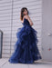 Spaghetti-Straps Prom Dress with Split and Ruffles