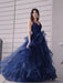 Spaghetti-Straps Prom Dress with Split and Ruffles