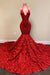 Spaghetti-Straps Red Prom Dress Mermaid with Sequins