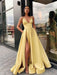 A-Line/Princess Ruffles Satin Spaghetti Straps Sleeveless Floor-Length Dresses - Prom Dresses