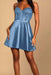 Dusty Blue Spaghetti Straps Satin Aline Homecoming Dress Sleeveless Prom Dress