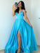 A-Line/Princess Spaghetti Straps Satin Sleeveless Ruffles Floor-Length Dresses - Prom Dresses