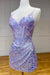 Glitter Sequined Homecoming Dress Tight Short Prom Dress with Spaghetti Straps